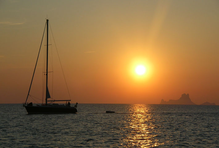 Sunset in the channel of Ibiza and Formentera Sunset in the channel of Ibiza and Formentera