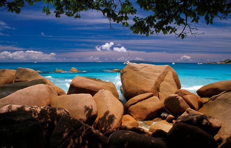 Praslin with Sailboats