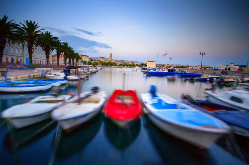 Scenic foto of boats at the promenade of Split