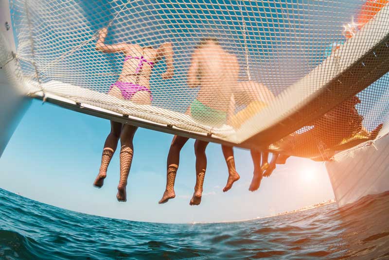 Sailors on a catamaran