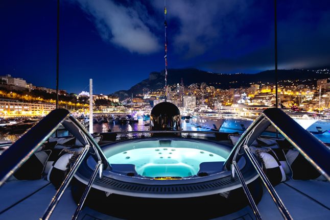 A Jacuzzi Spa on a luxury yacht charter at Monte Carlo Habor