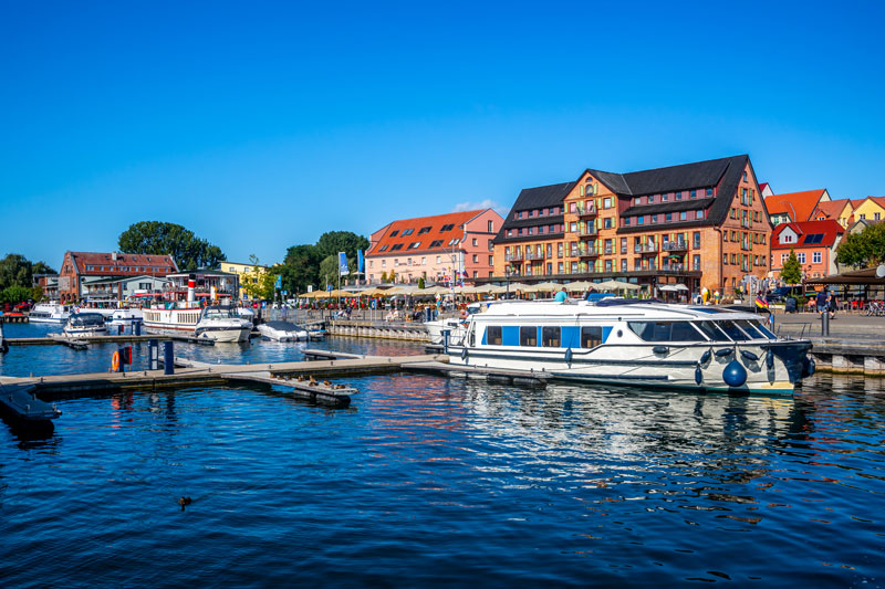 Houseboat in the marina Waren (Müritz)