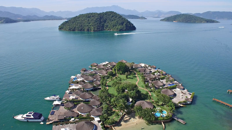 Capivari Island with its own yacht moorings near Paraty