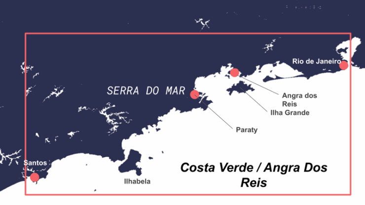 Map of the sailing area Costa Verde in Brazil