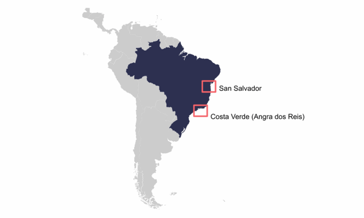 Map of yacht charter areas in Brazil