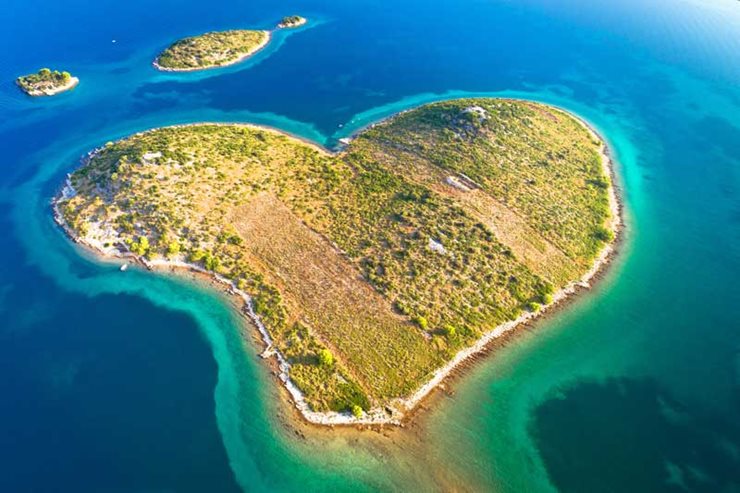 Heart-shaped island Galesnjak near Zadar