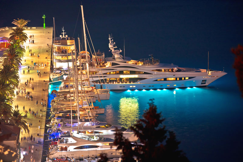 Luxury yachts in the port of island Hvar
